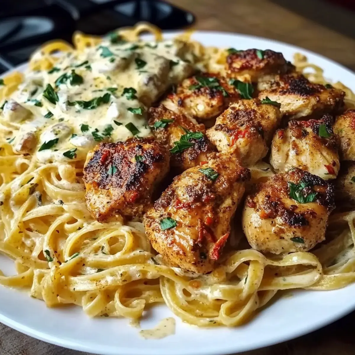 Cajun Chicken and Garlic Parmesan Linguine