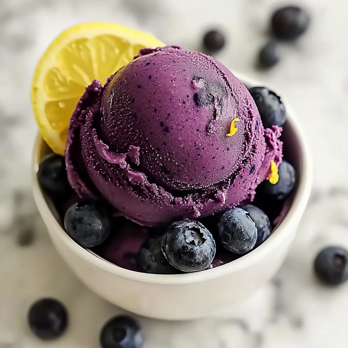 No Churn Blueberry Lemon Sorbet