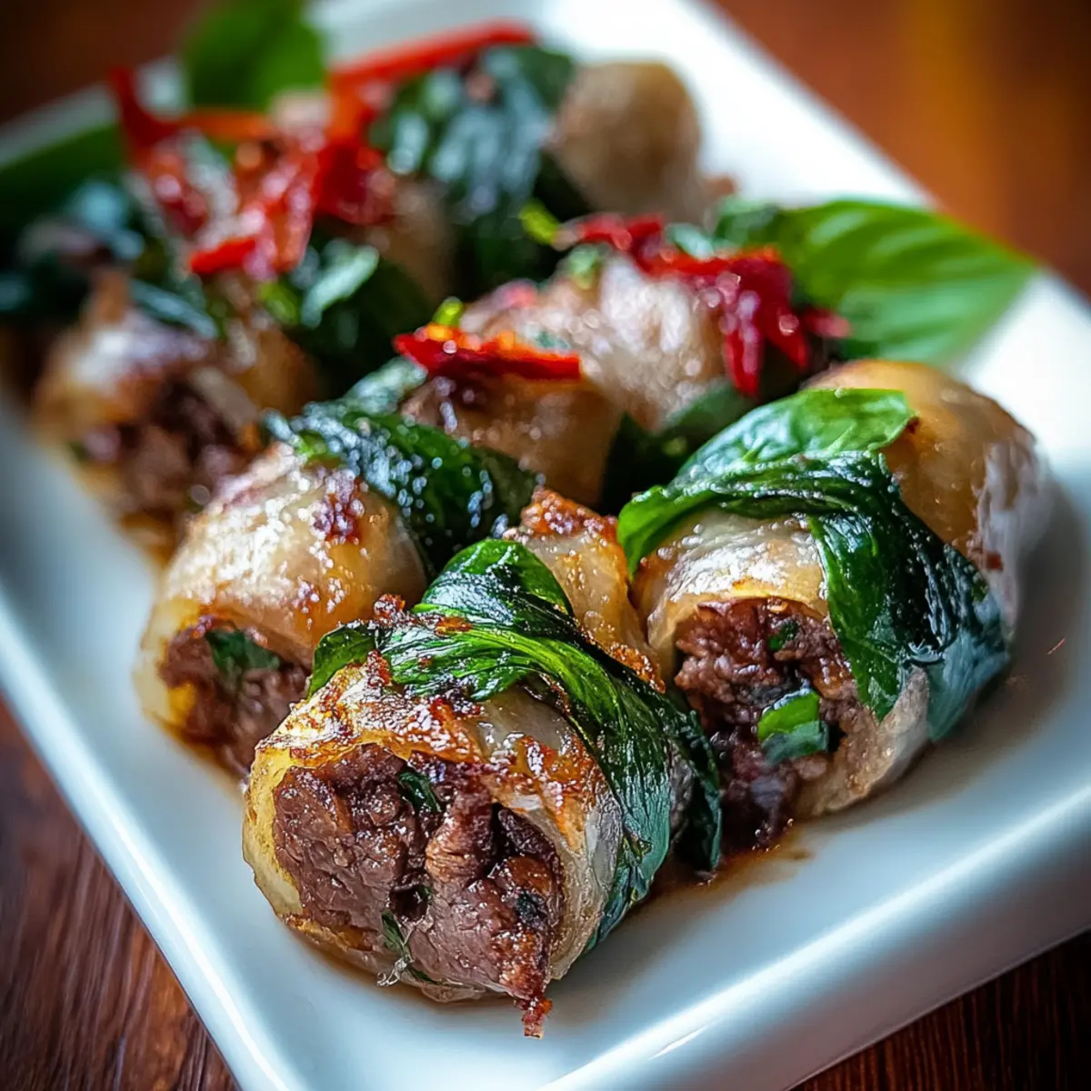 Thai Basil Beef Rolls