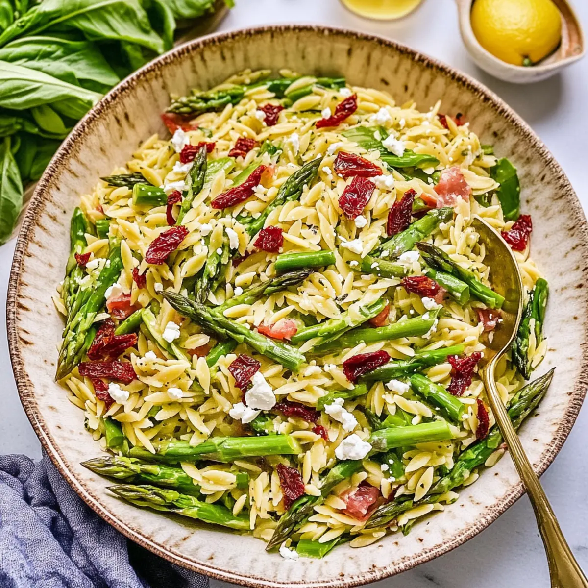Asparagus Orzo Salad with Lemon Vinaigrette